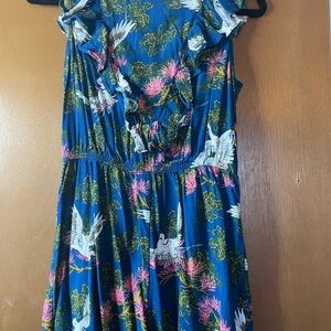 Blue Floral and Swan romper